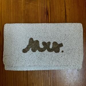 Wedding MRS. white gold beaded clutch